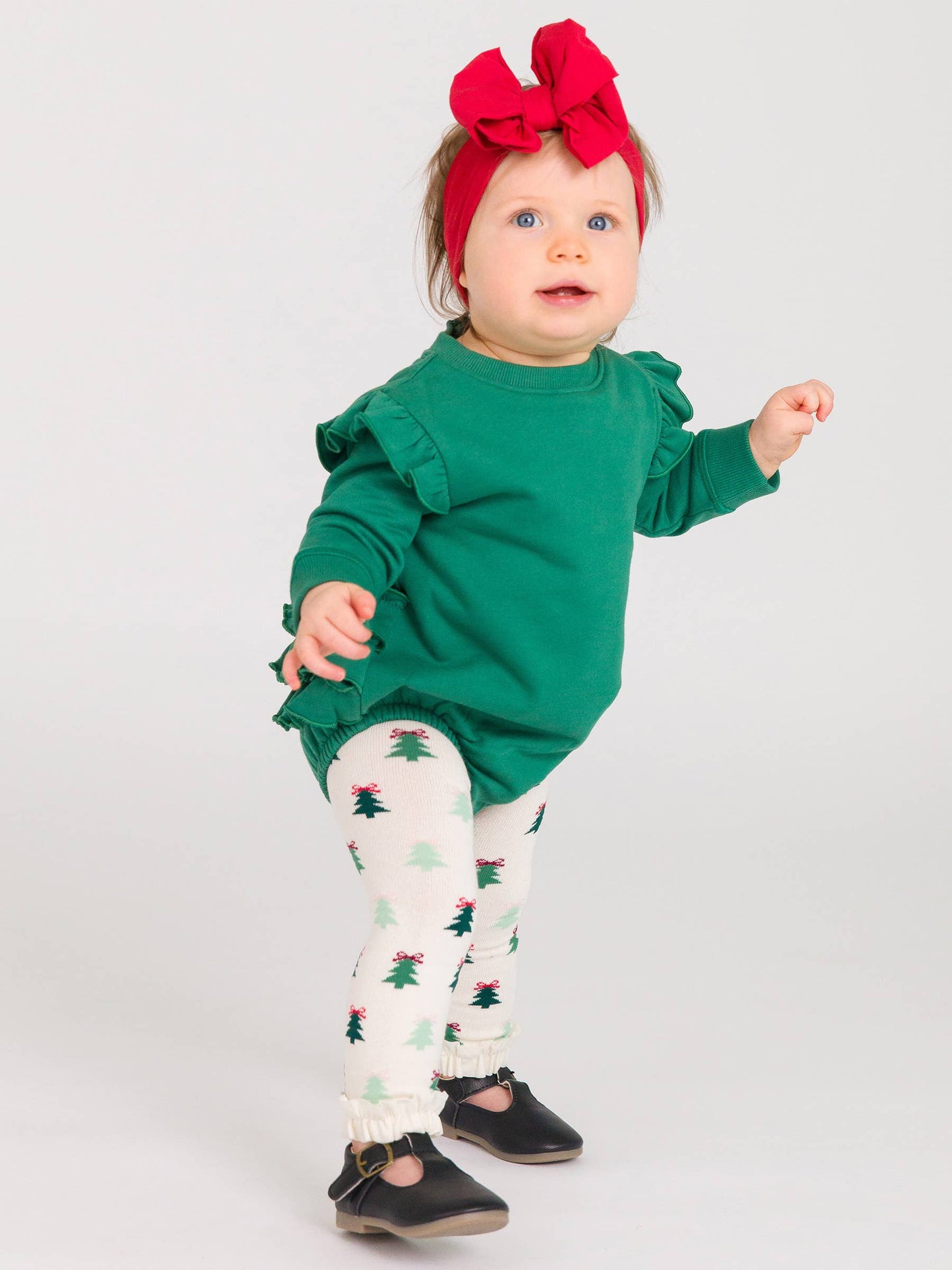 Christmas Tree Footless Ruffle Tights