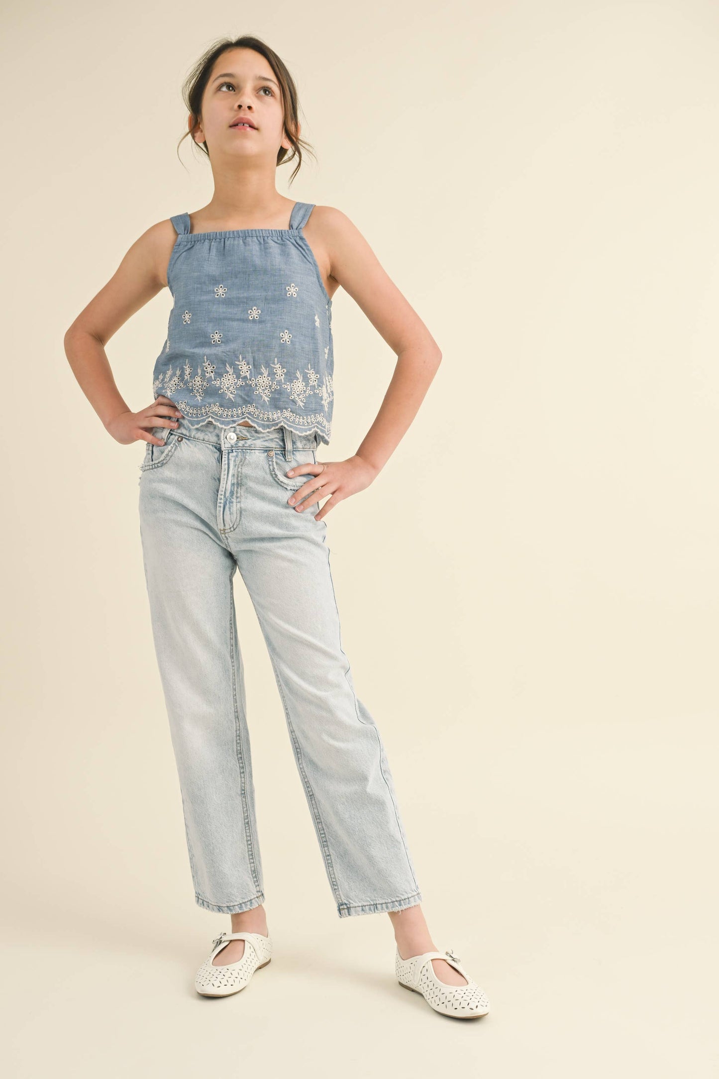 Chambray Babydoll Top