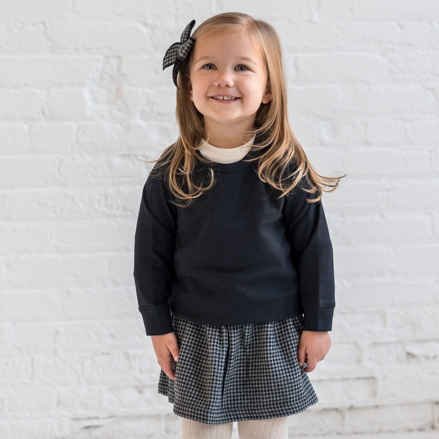 Flannel Skirt w/Ruffle Suspenders - Houndstooth