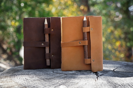 Leather Journal with Wooden Pencil