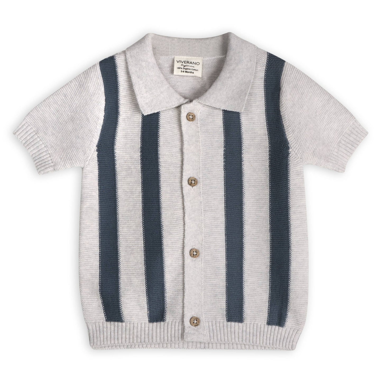 Tennis Collar & Stripe Knit Top & Shorts Set (Organic)