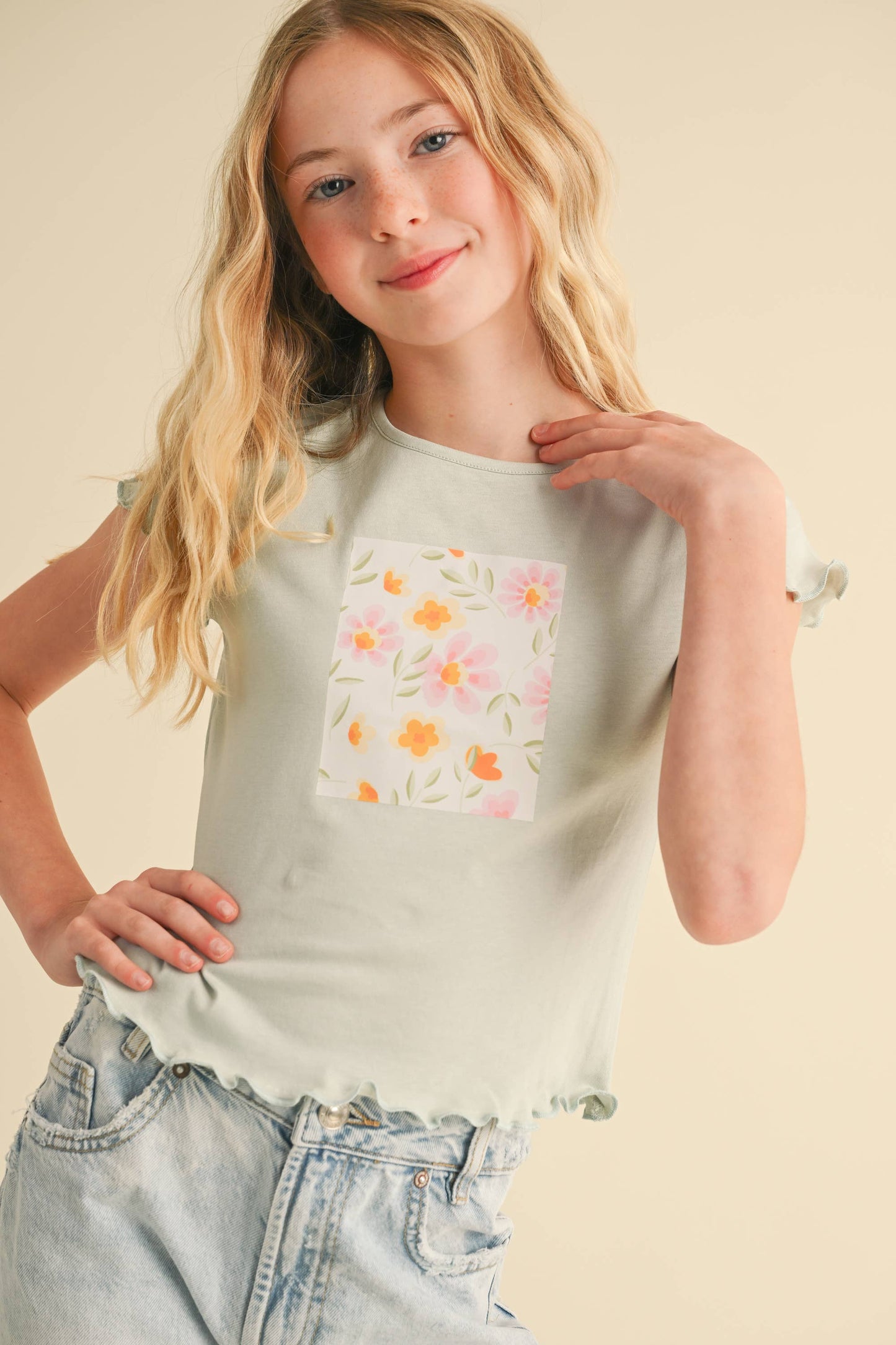Light Green Floral Top