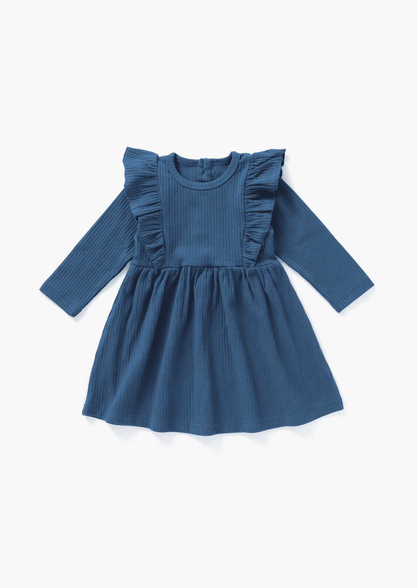 Ribbed Flutter Dress Organic Cotton | Navy