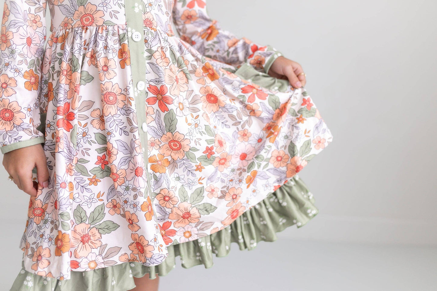 Sage Floral Dress With Pockets