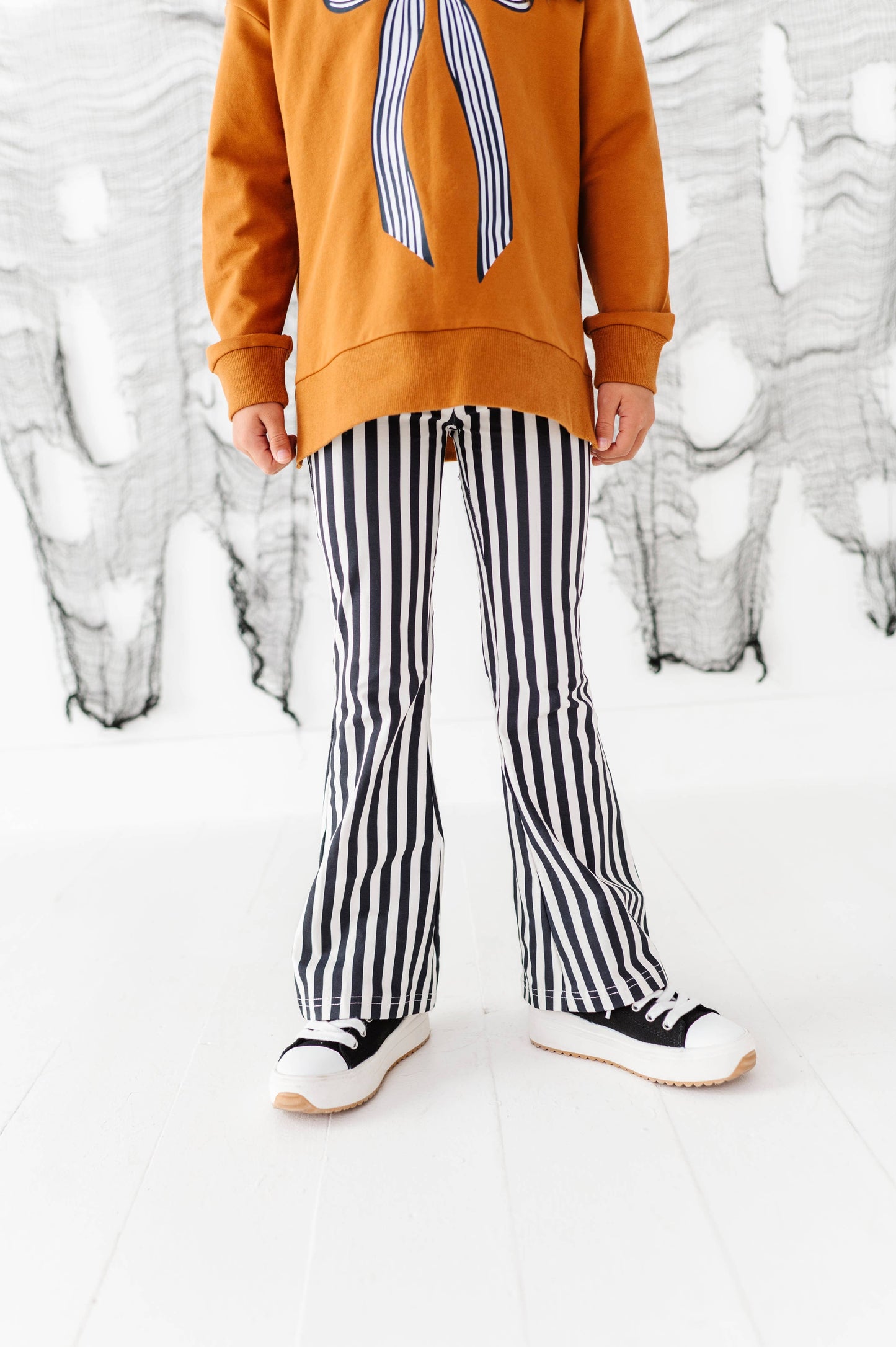 Striped Black & White Bell Bottoms