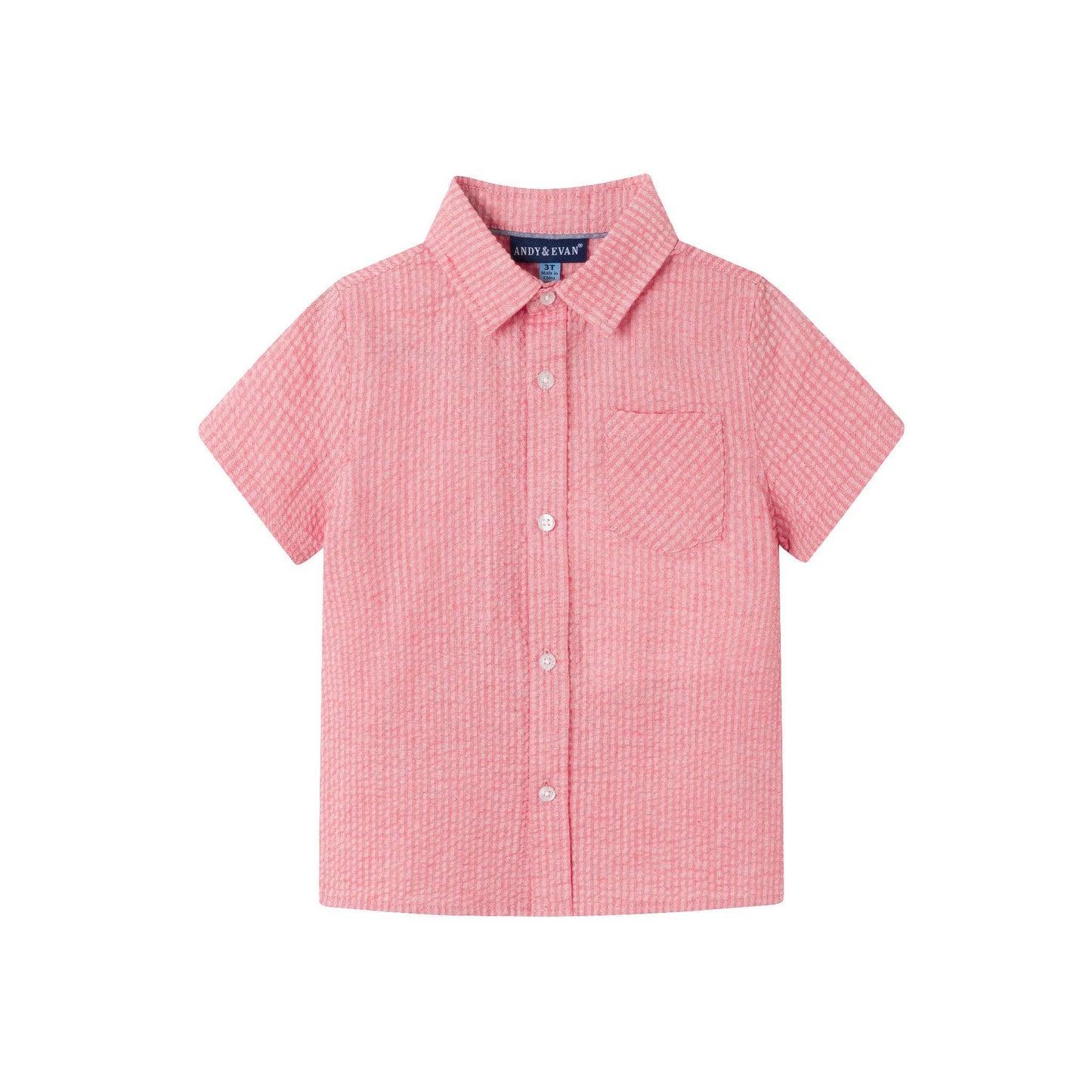 Short Sleeve Short Set | Coral Seersucker