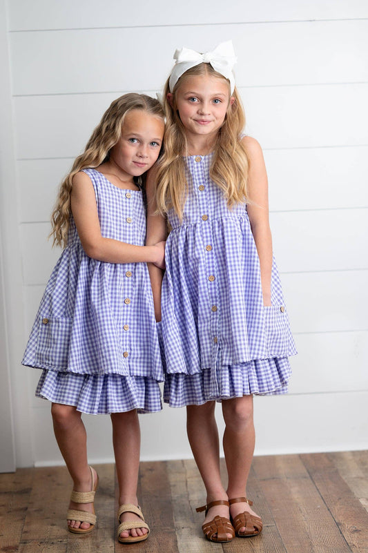 Lavender & White Gingham Pocket Dress