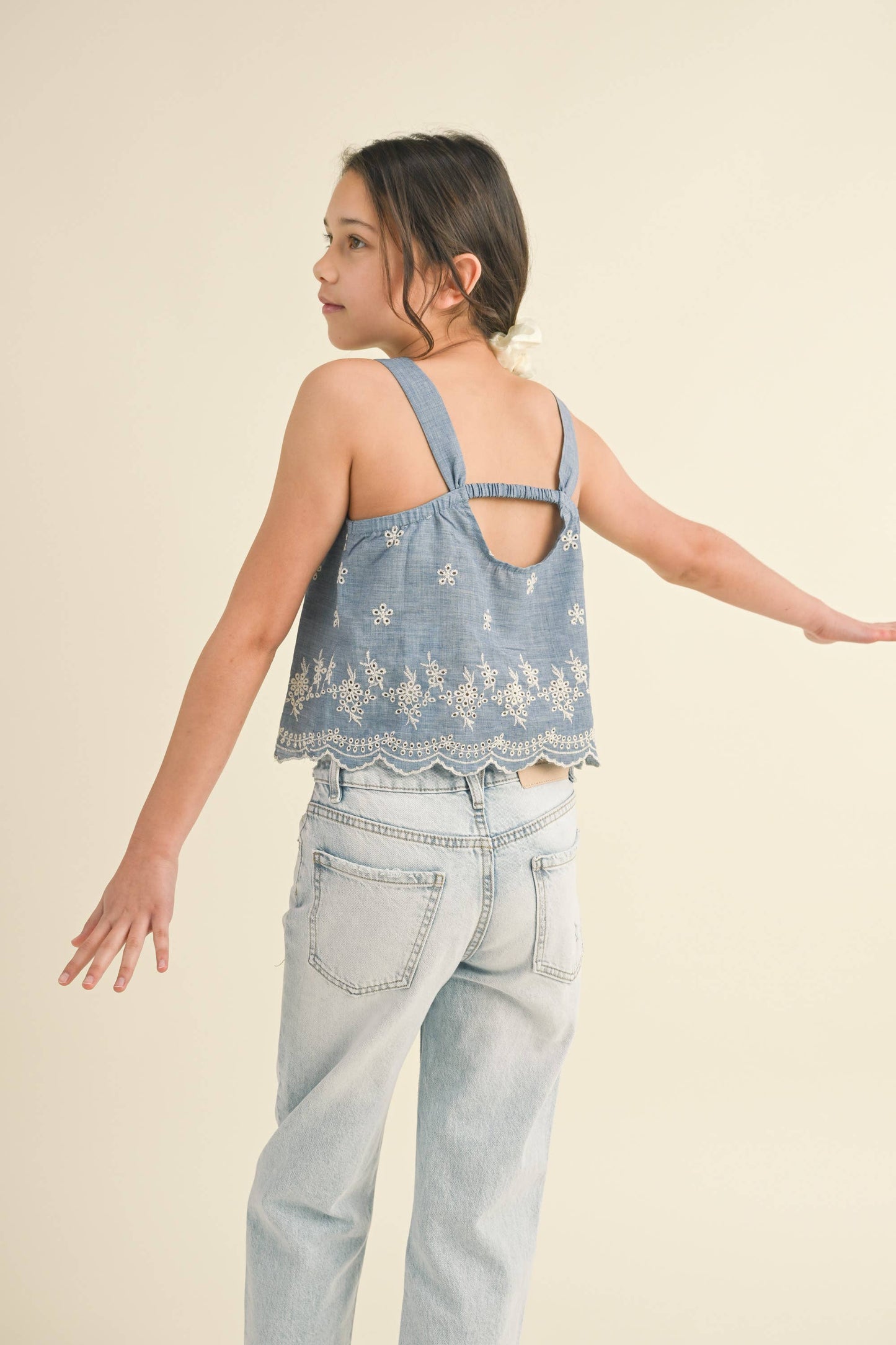 Chambray Babydoll Top