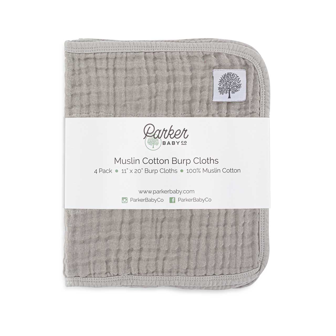 Gray Muslin Burp Cloths 4 Pack