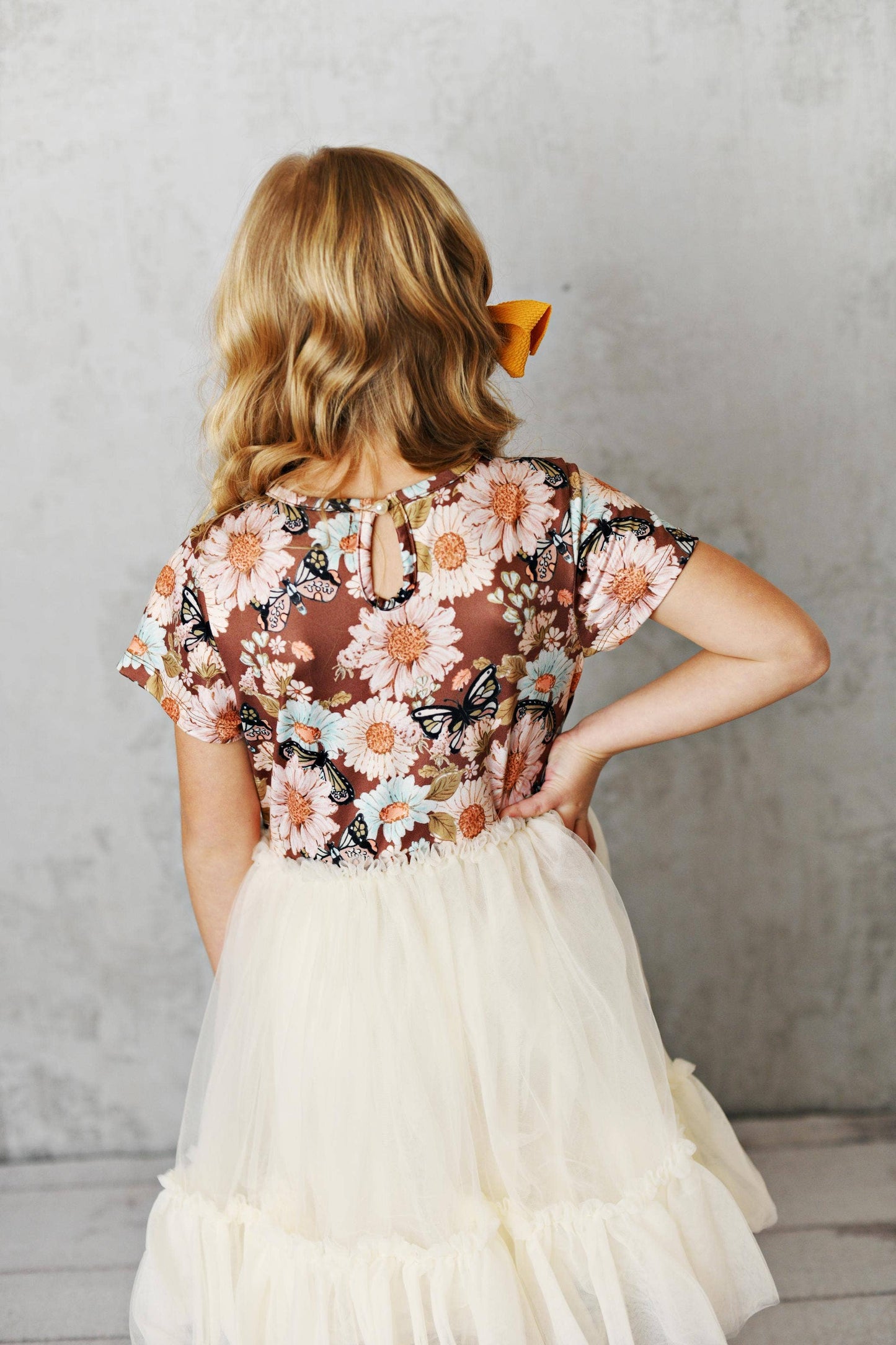 Ecru Pastel Butterfly Tulle Dress