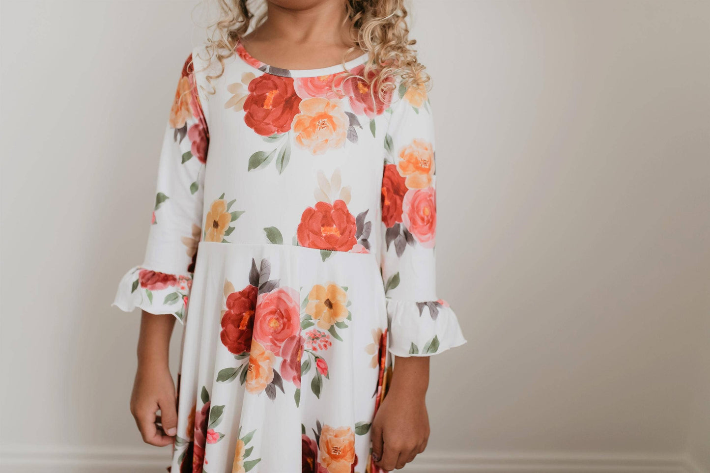 Autumn Floral Ruffles Dress
