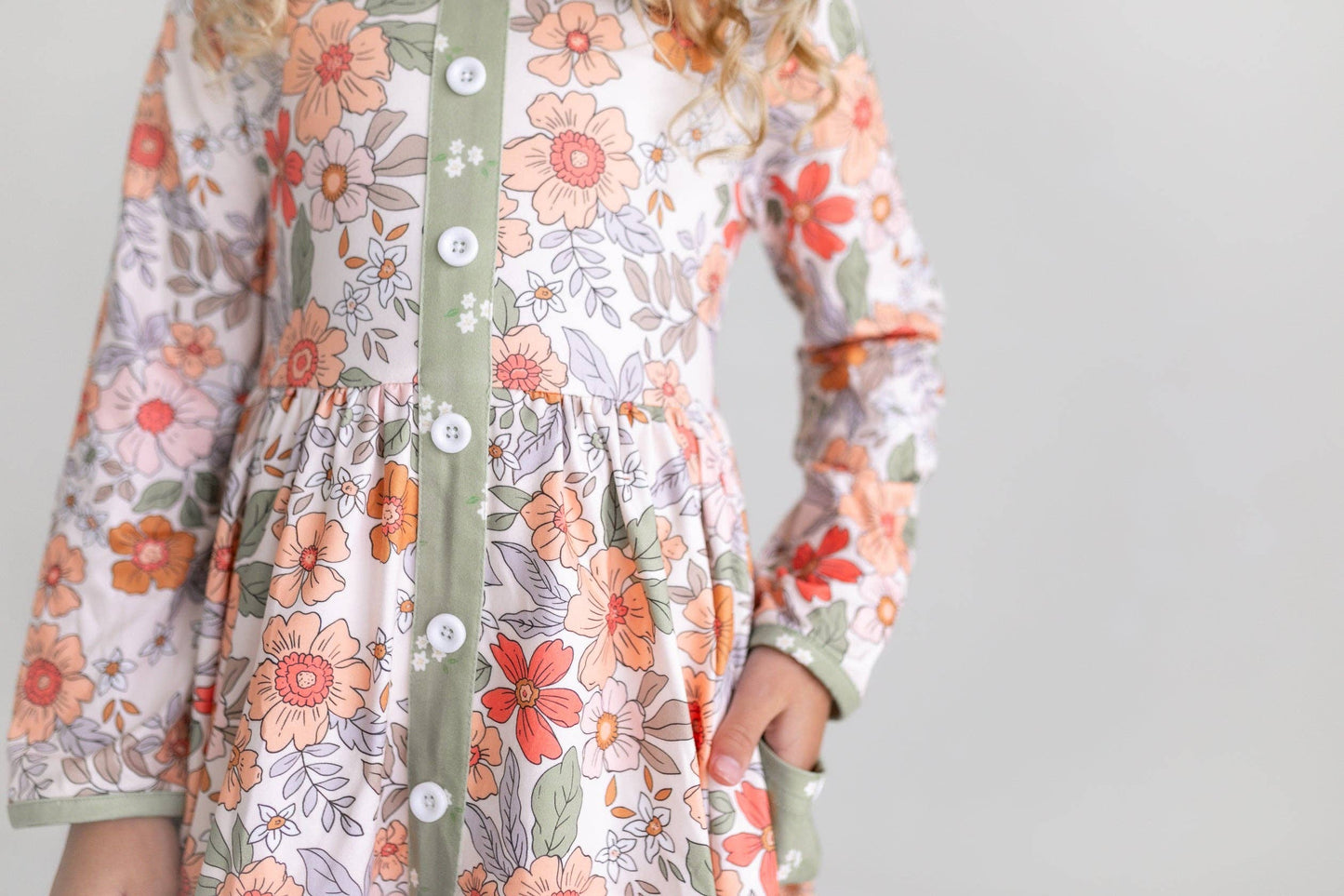 Sage Floral Dress With Pockets