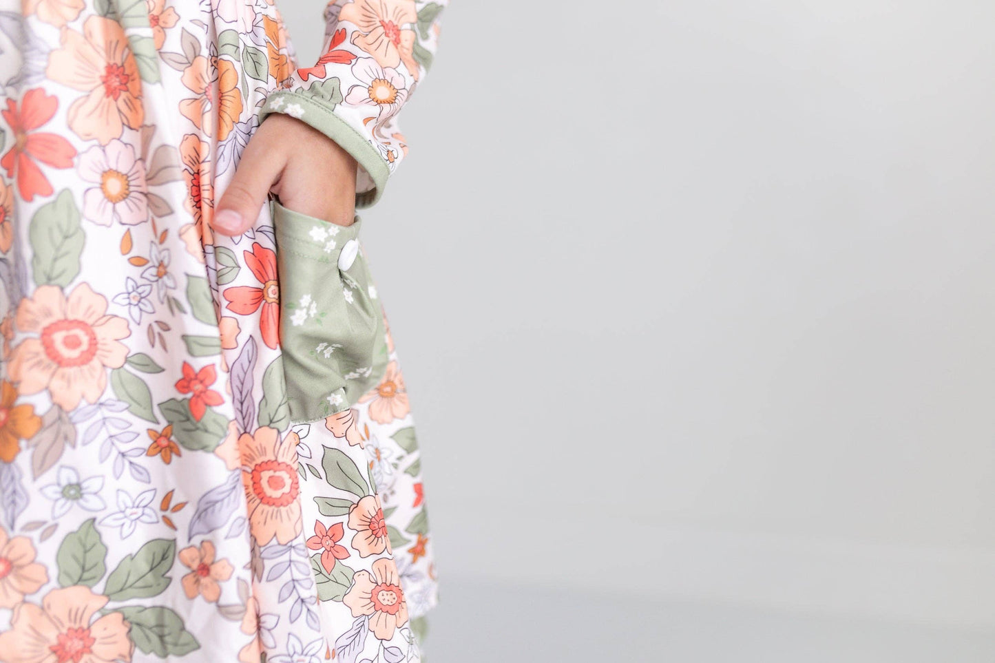 Sage Floral Dress With Pockets