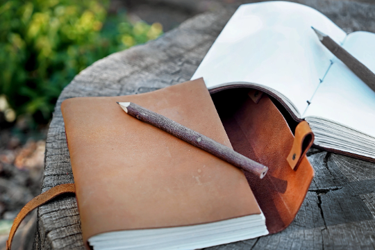 Leather Journal with Wooden Pencil