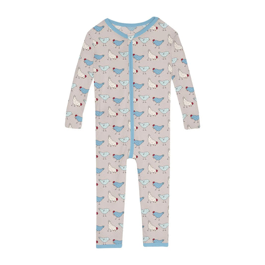 Chickens Footie Sleeper w/Zipper in Latte