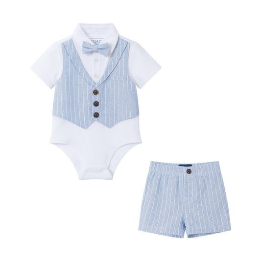 Pinstripe Vest & Short Set | Chambray