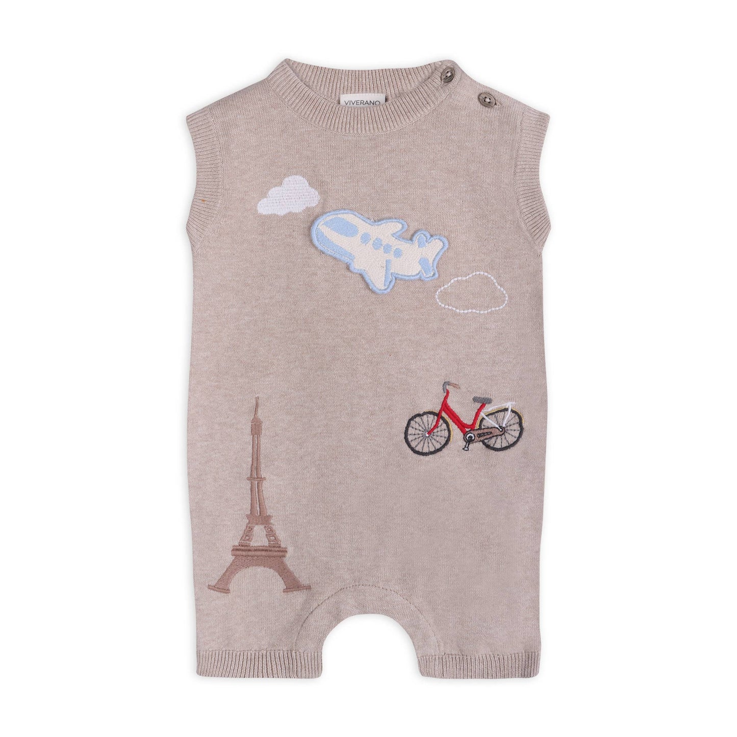 Paris Embroidered Baby Knit Romper