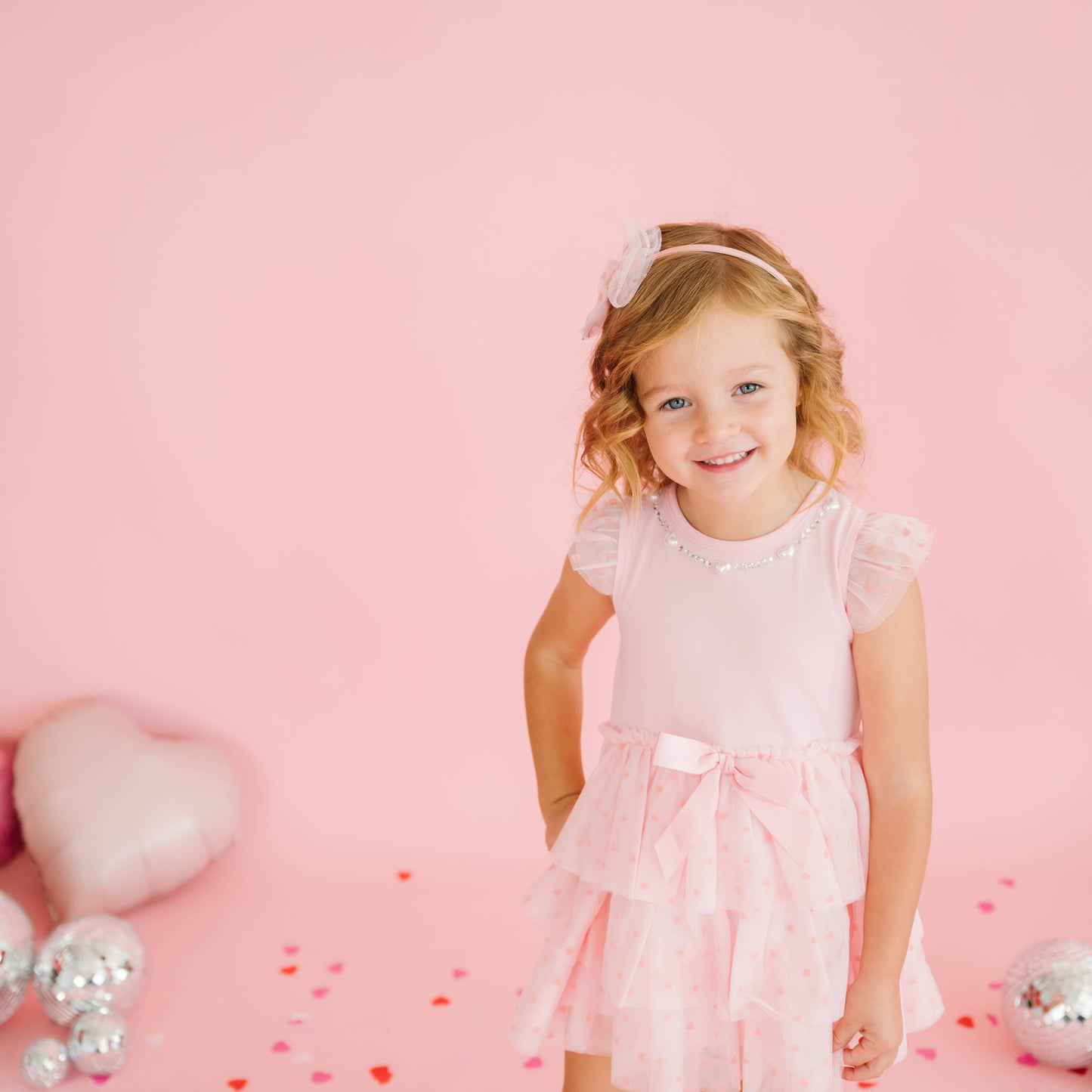 Flocked Heart Tiered Tutu Dress