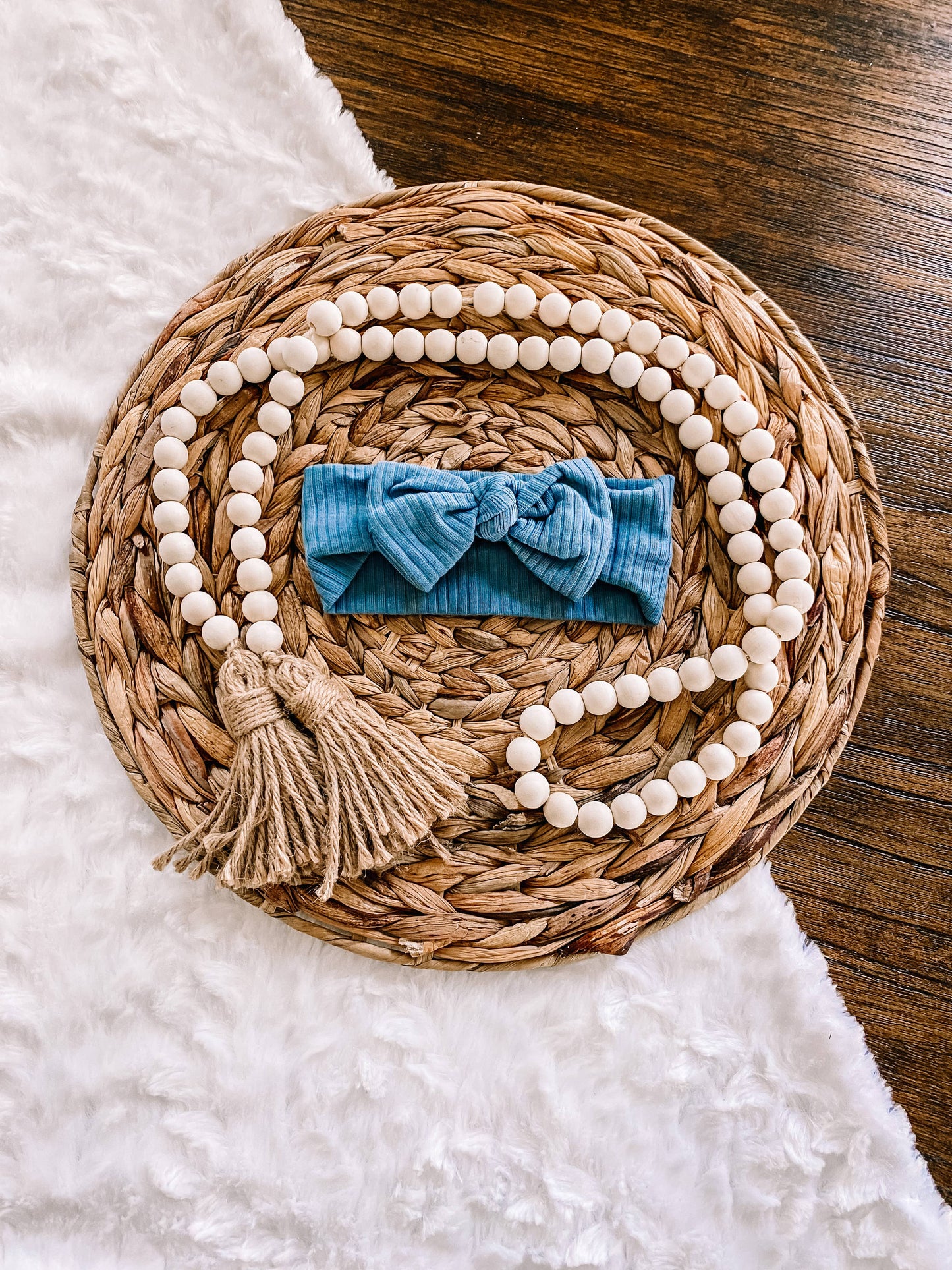 Ribbed Headband Steel Blue