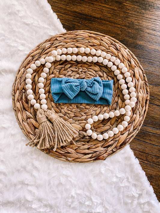Ribbed Headband Steel Blue