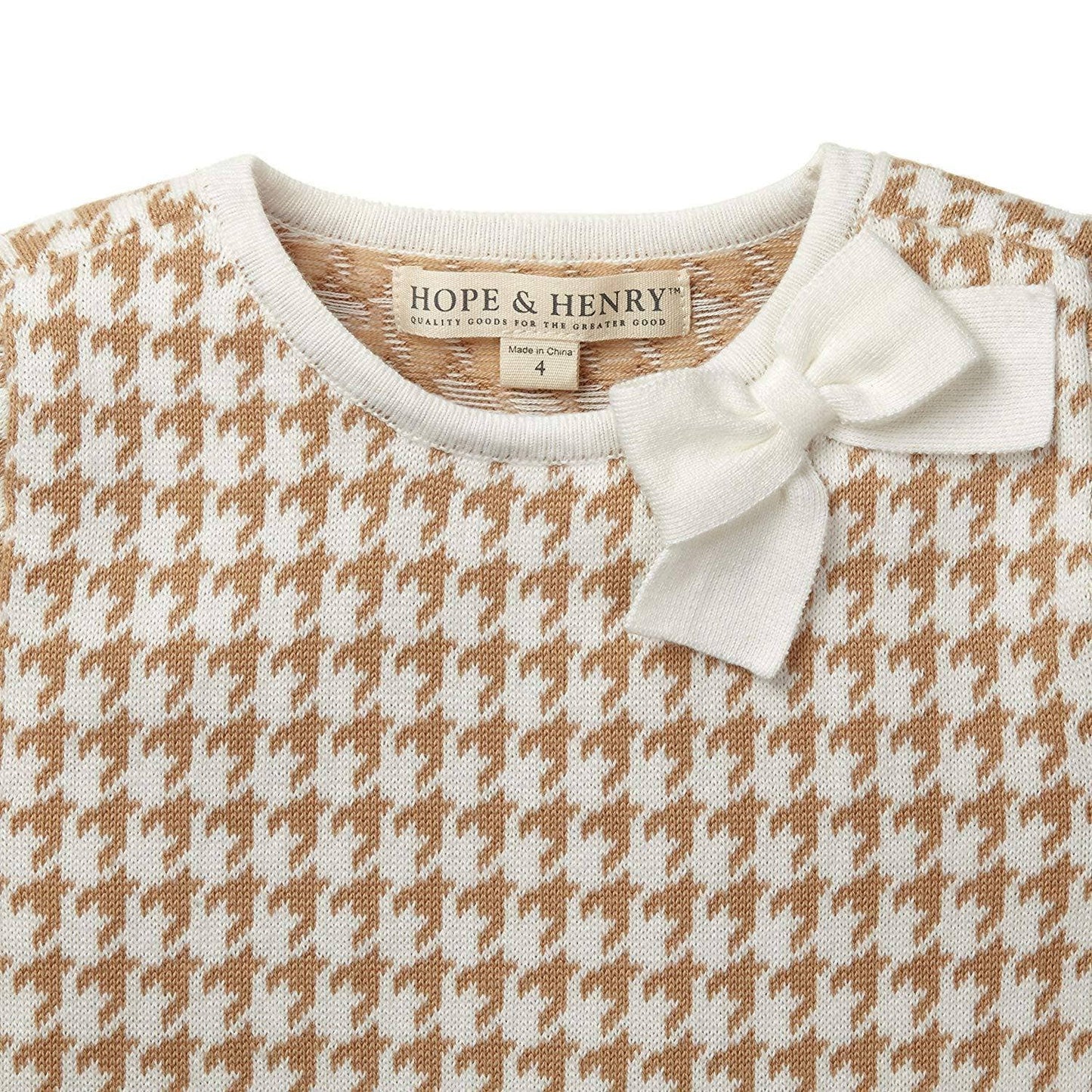 Tan Houndstooth Sweater Dress