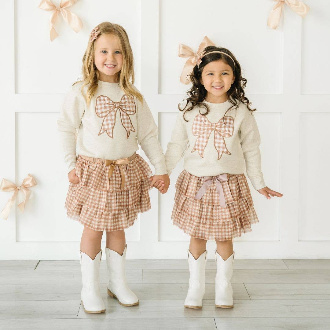 Gingham Bow Patch Sweatshirt