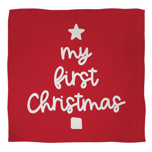 Swaddle Blanket 1st Christmas + Plush Rattle