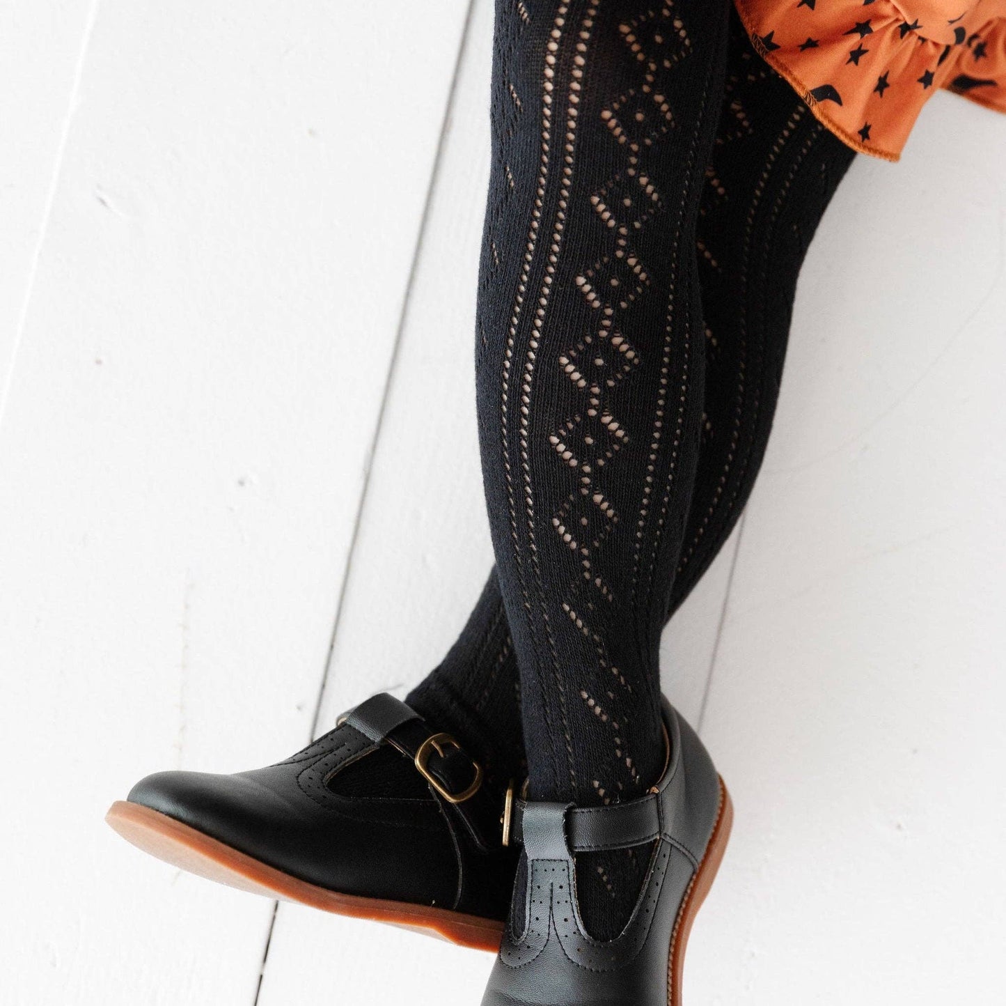 Black Fancy Knit Tights