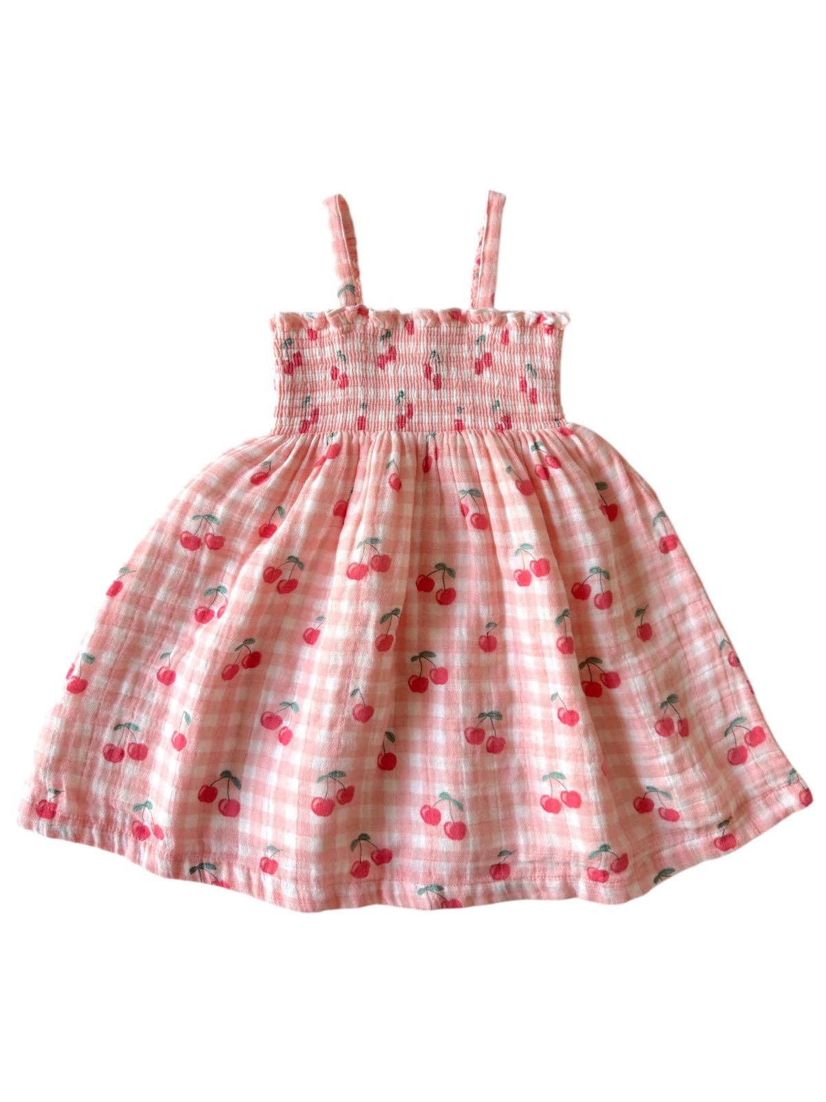 Gingham Cherries / Muslin Smocked Tube Dress