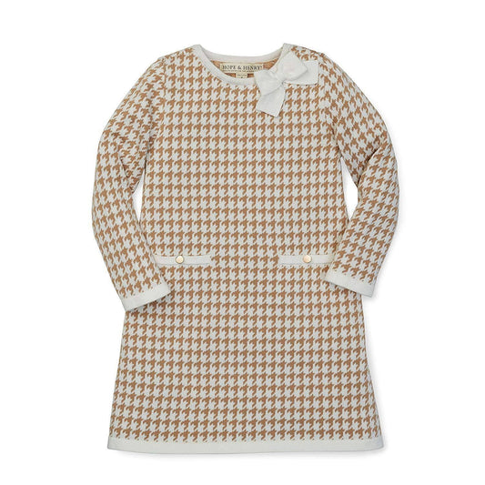 Tan Houndstooth Sweater Dress
