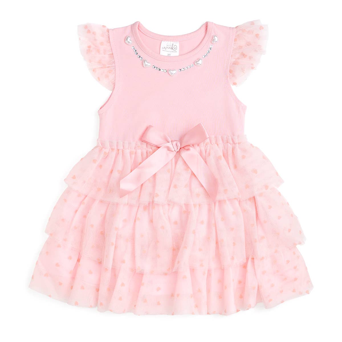 Flocked Heart Tiered Tutu Dress