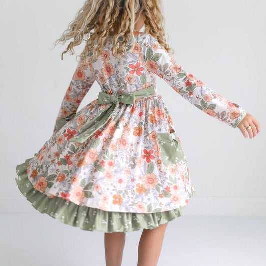 Sage Floral Dress With Pockets
