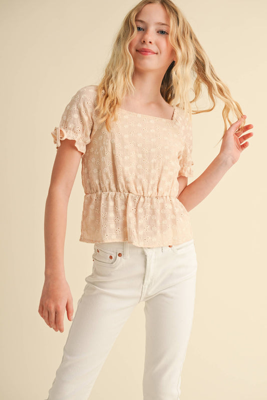 Floral Embroidered Peplum Top