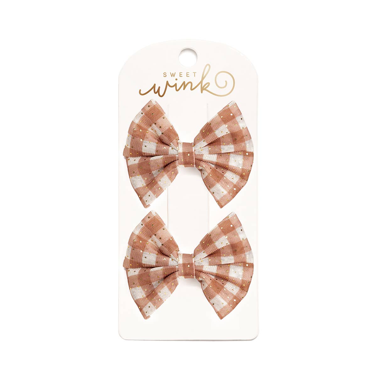 Gingham Printed Tulle Bow Clip Set