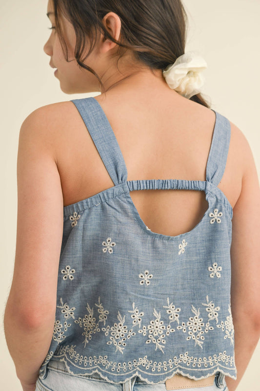Chambray Babydoll Top