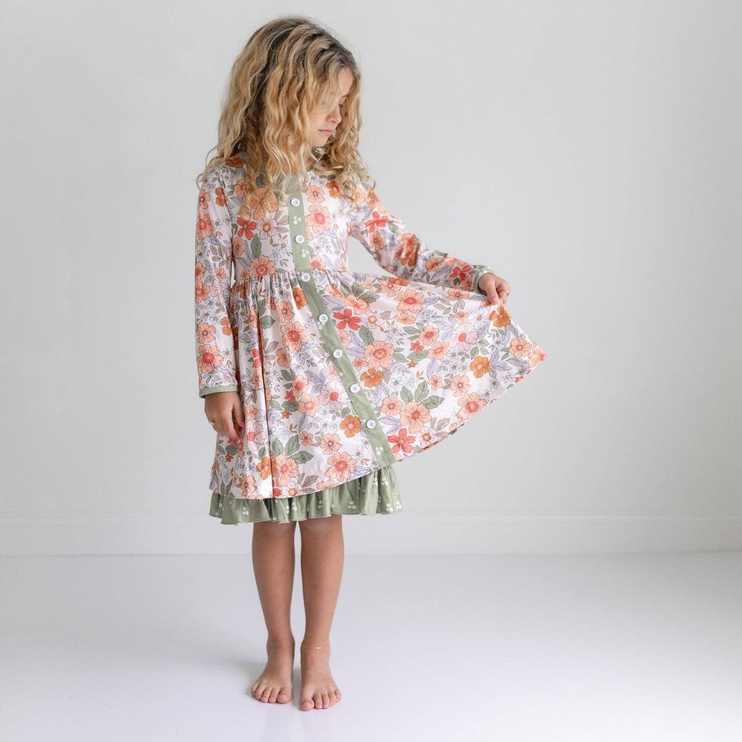 Sage Floral Dress With Pockets
