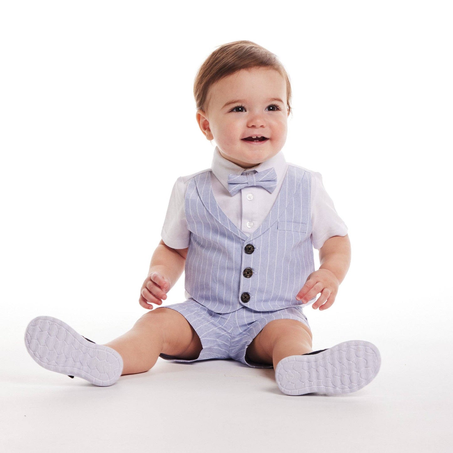 Pinstripe Vest & Short Set | Chambray