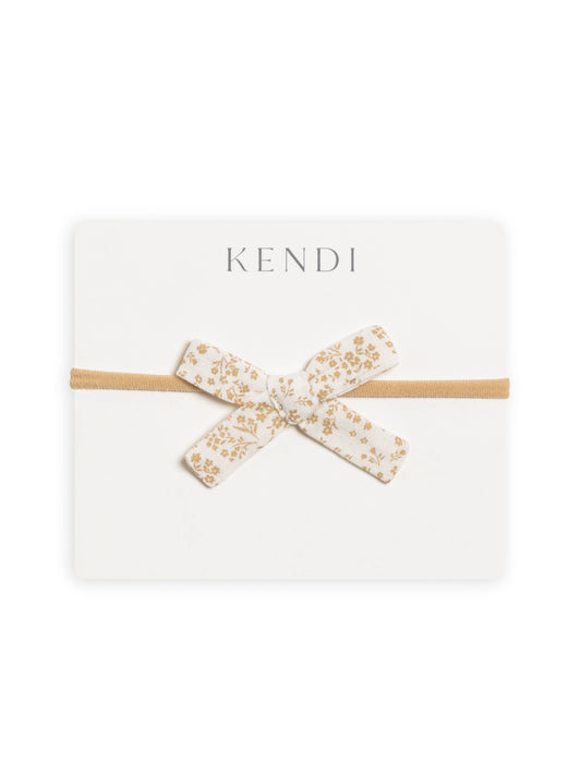 KENDI Baby Linen Schoolgirl Bow Headband - Velma Floral