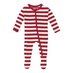 Candy Cane Footie w/2 Way Zipper