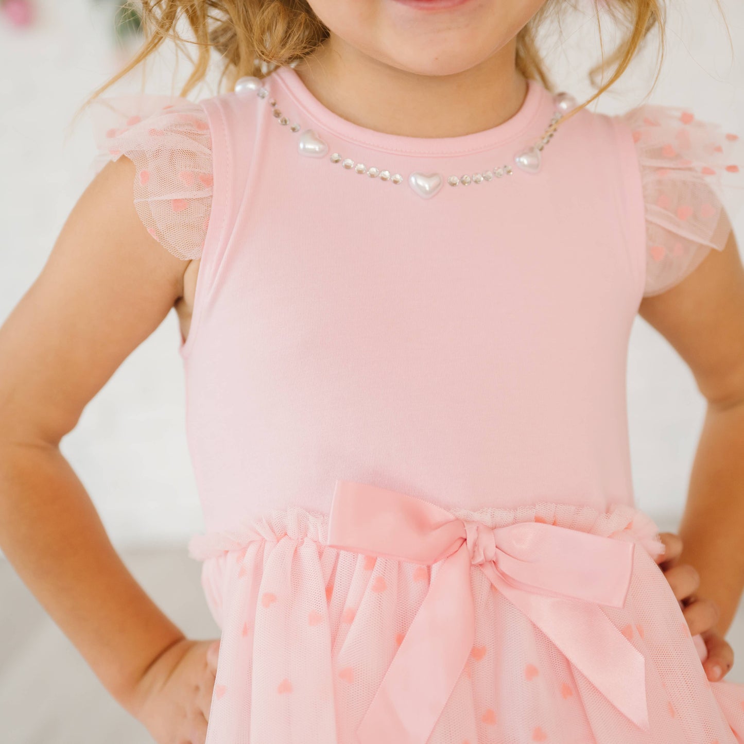 Flocked Heart Tiered Tutu Dress