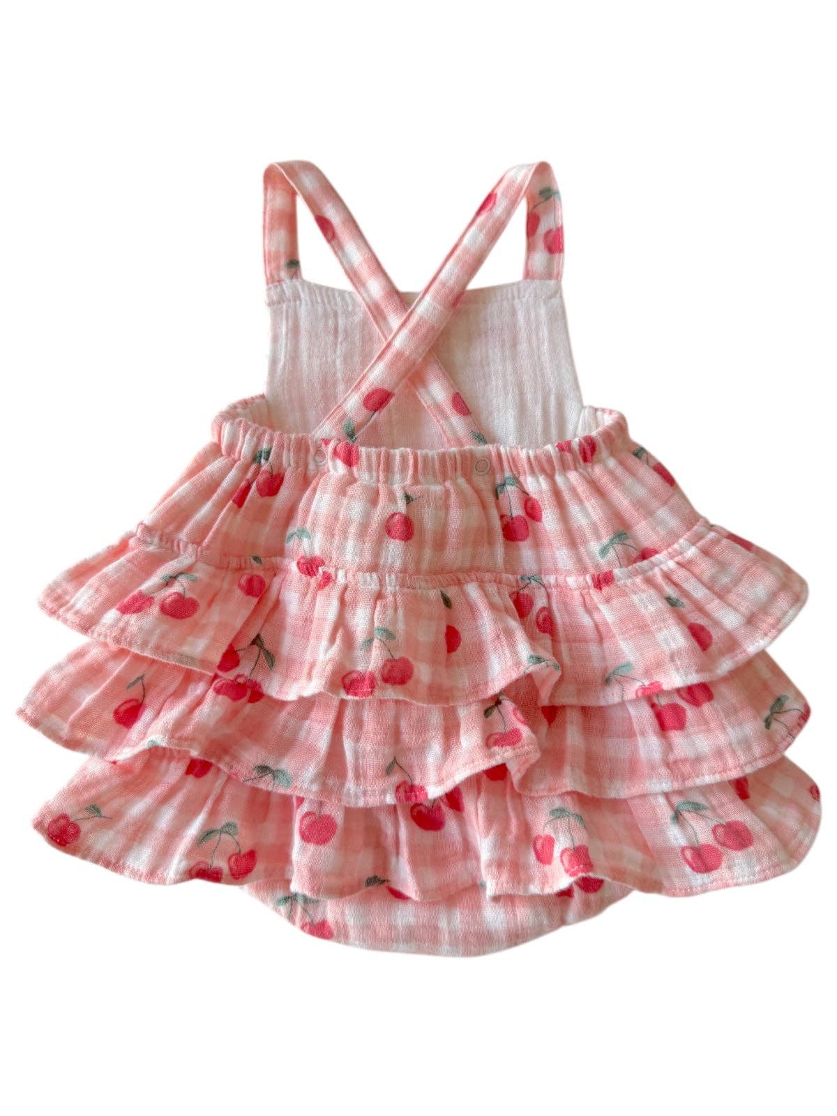 Gingham Cherries Ruffle Romper