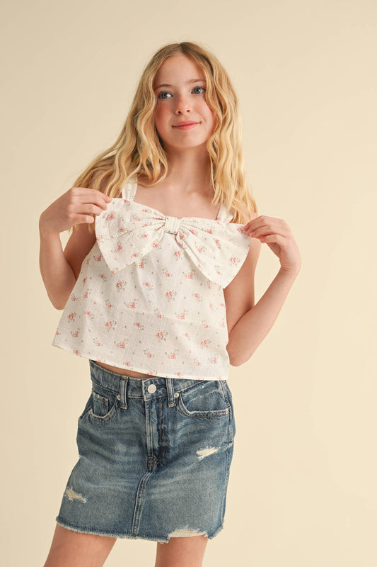 Bow Front Pink Floral Top