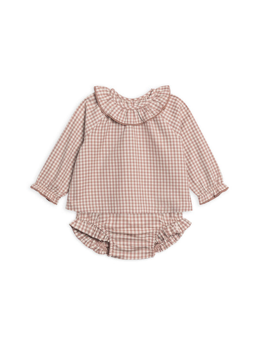 Poplin Ruffle Collar Shirt and Bloomer Set