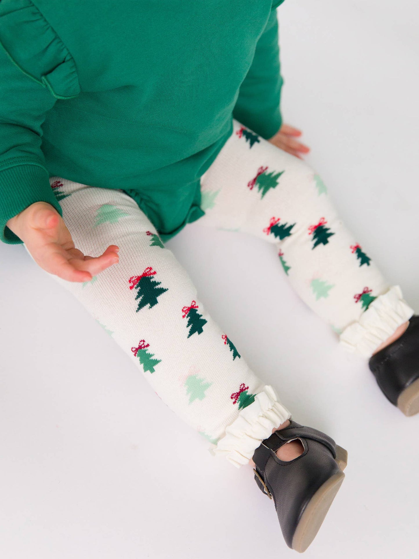 Christmas Tree Footless Ruffle Tights