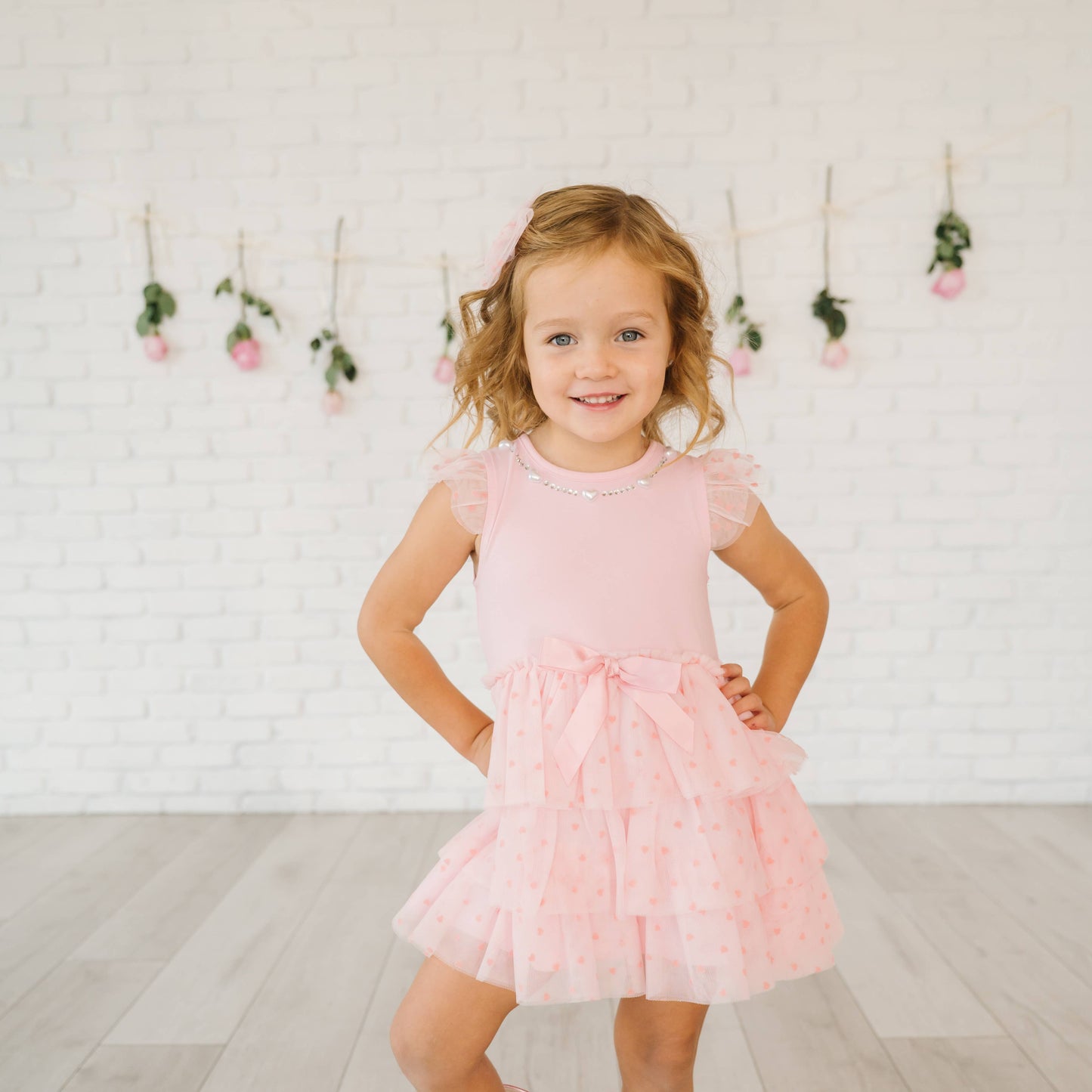 Flocked Heart Tiered Tutu Dress
