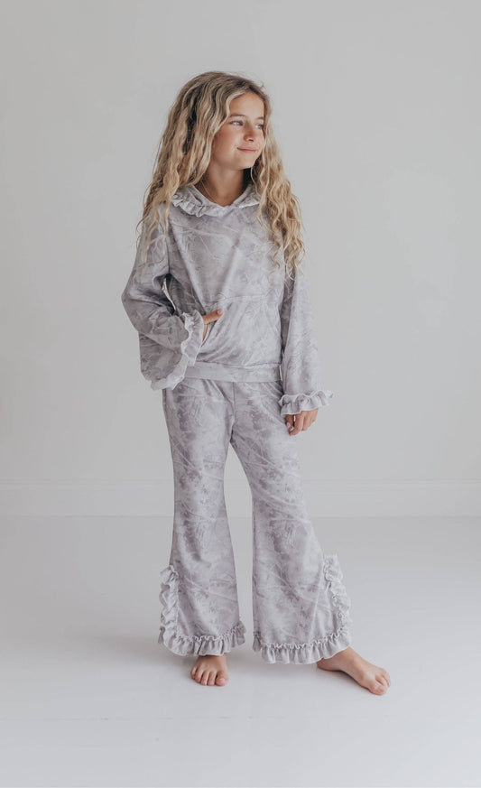 Camo Hooded Ruffle Pocket Lounge Set