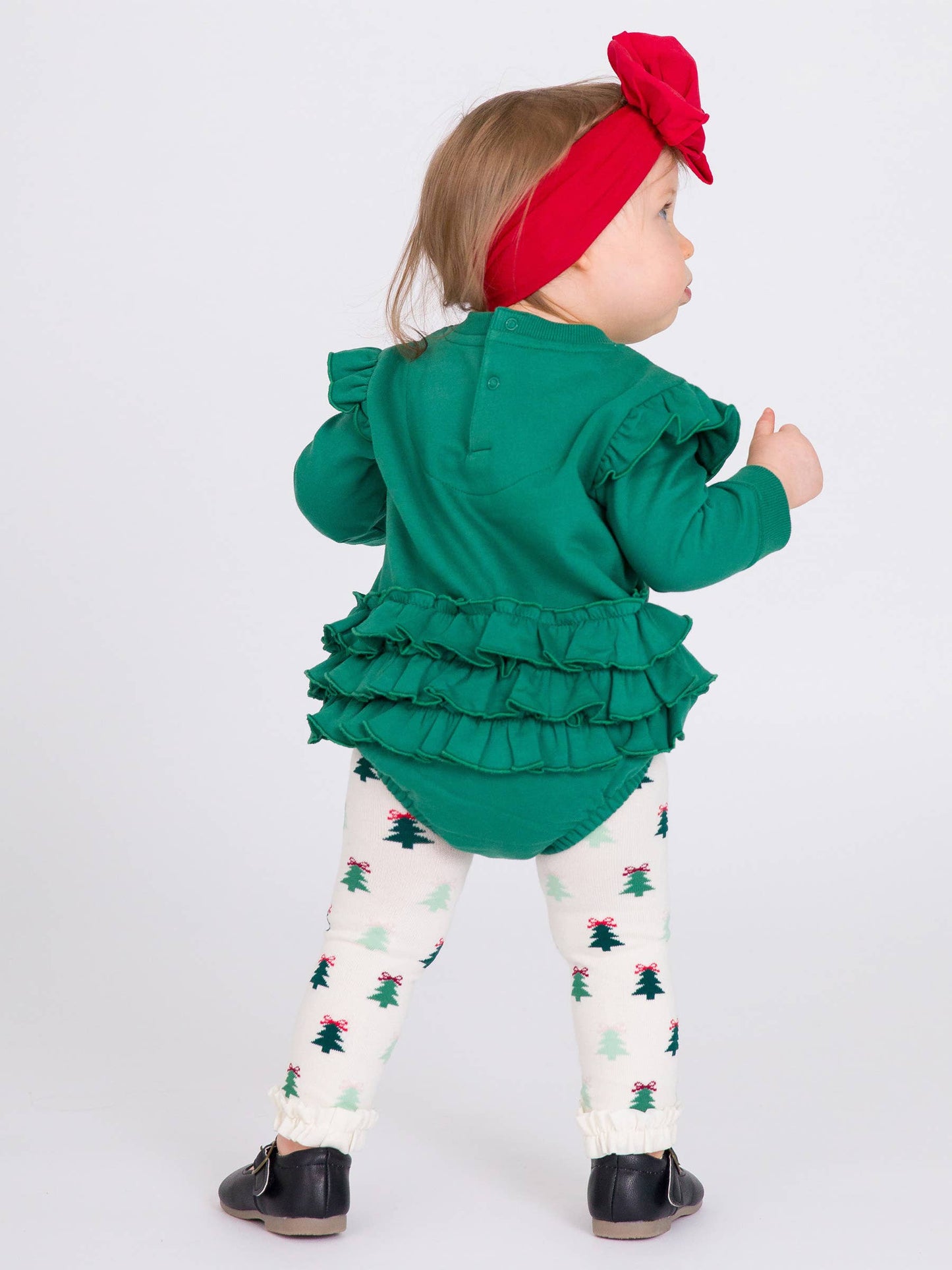 Christmas Tree Footless Ruffle Tights