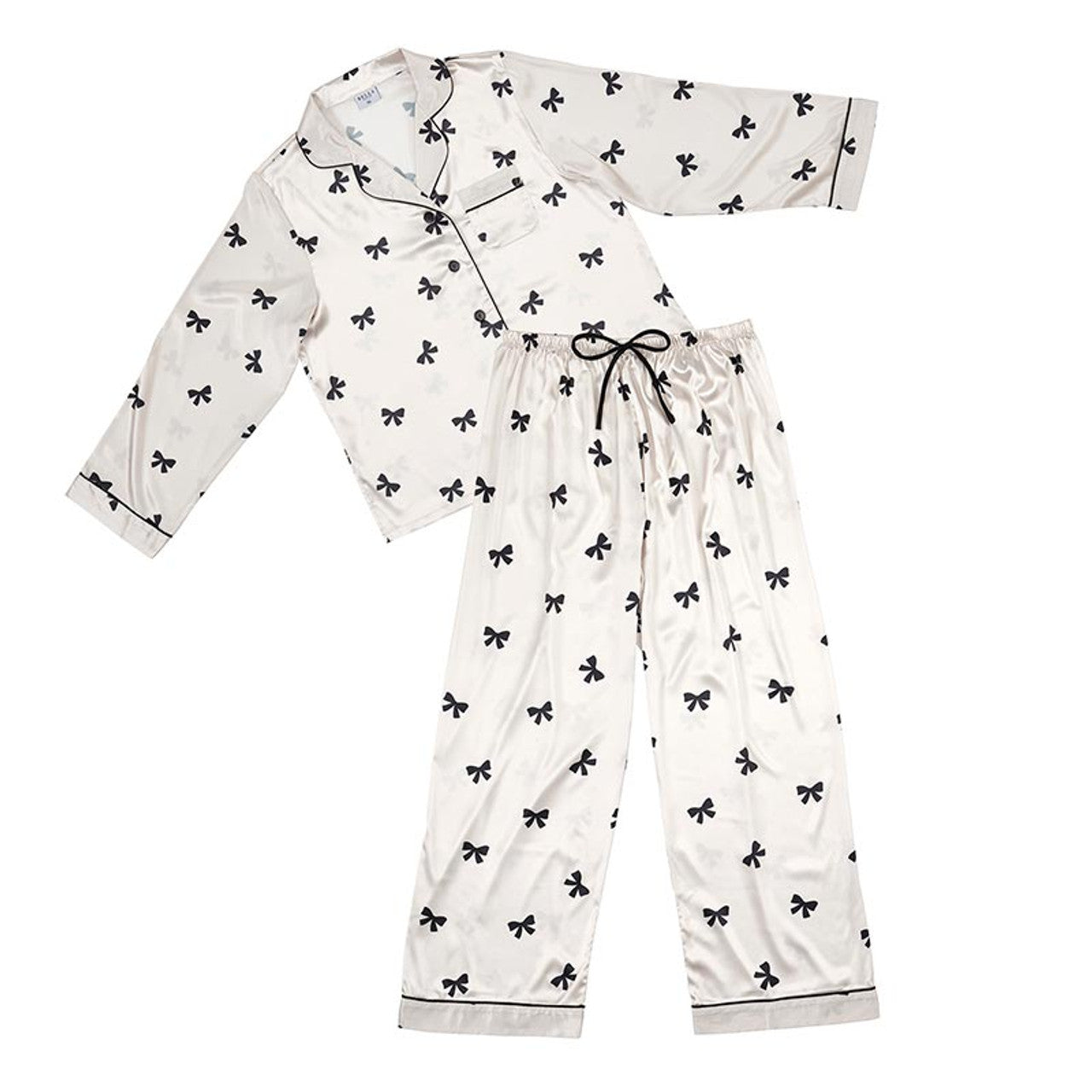Satin Black Bow Pajama's