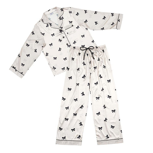 Satin Black Bow Pajama's